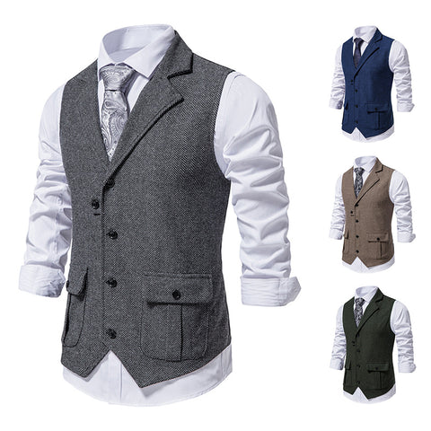 European Single Breasted Retro Vest Men