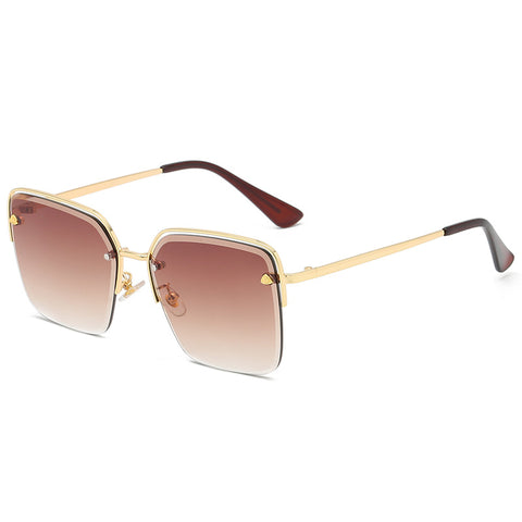 Personality Trend Sunglasses Summer Half Metal Frame Two-color Gradient PC Lens Fashion Glasses