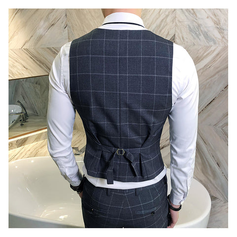 British Plaid Trendy Men's Vest Casual Waistcoat