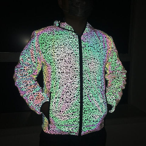 Reflective jacket with colorful bird nest pattern