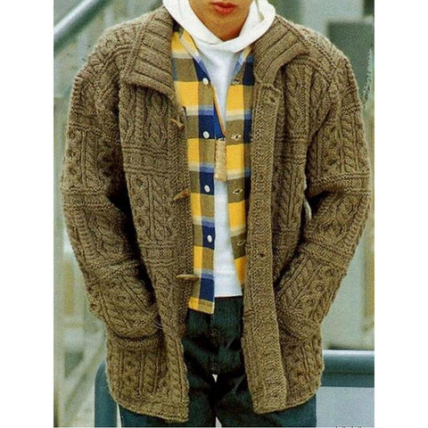 Twisted Knit Jacket Lapel Slim Long Sleeve Jacket Sweater