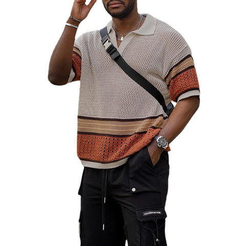 Summer New Woolen Short-sleeved T-shirt Knitwear Top For Men