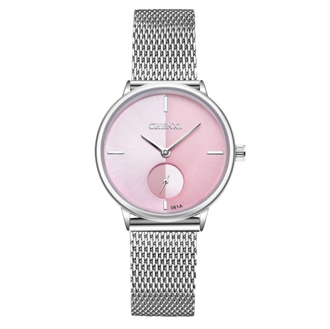 Spot watch mesh woven steel belt women's watch ultra-thin fashion watch waterproof quartz watch wholesale women's watch 061A