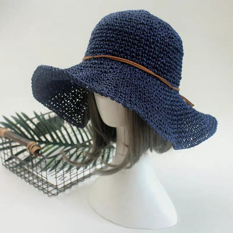 Straw Hat Sunshade Foldable Travel Beach Straw Hat