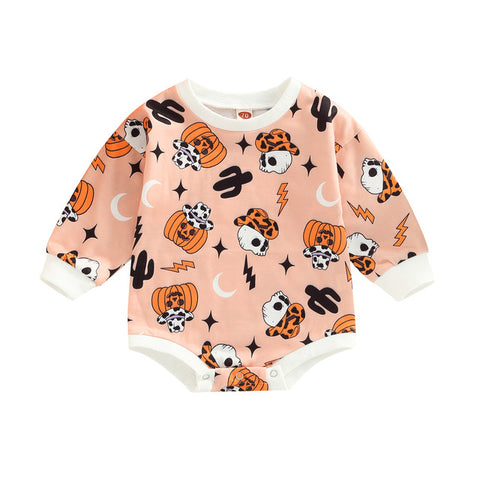 Baby Halloween Pumpkin Print Romper