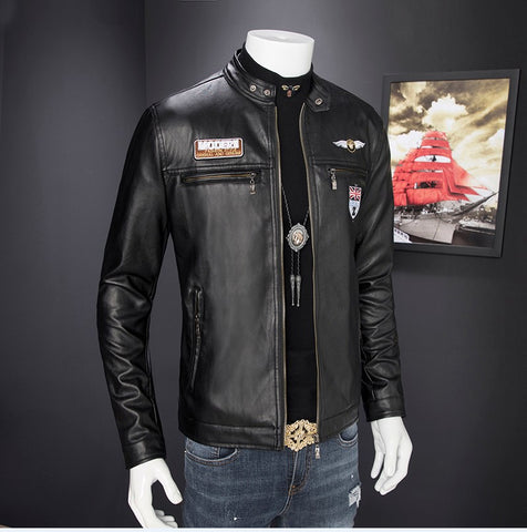 New trendy handsome locomotive PU leather coat