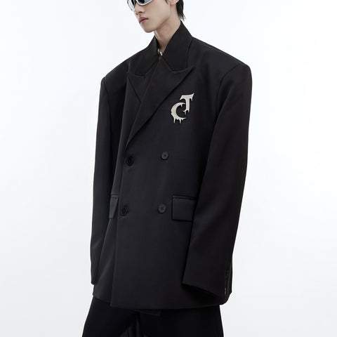 Matte Silhouette Shoulder Pad Suit Jacket