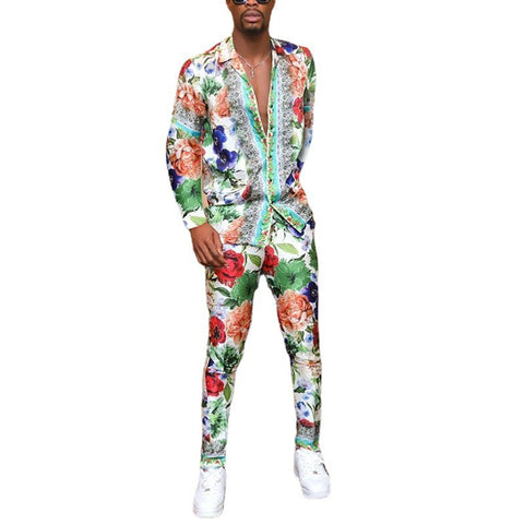 American Graffiti Shirt Men's Casual Pants Two-piece Suit