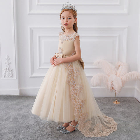 Girls' Walk Show Piano Performance Dress Tufted Puffy Skirt