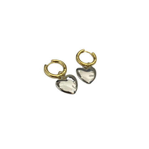 Classic Retro For Women Silver Peach Heart Earrings