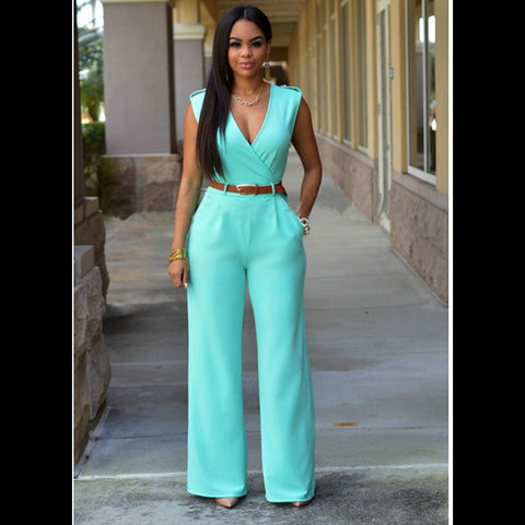 High Waist V-neck Wide-leg Pants Irregular Suit With Belt