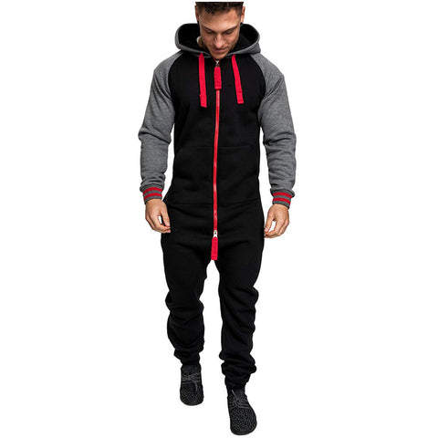 New men's hooded and velvet one-piece