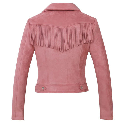 Factory direct selling women''s jacket autumn and winter European and American women''s Lapel tassel suede coat leather jacket women''s short