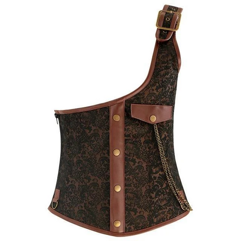 One-shoulder goth slim corset