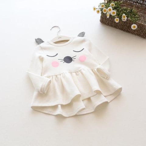 Spring and autumn new kids dress Korean girls dress skirt manufacturers selling cat