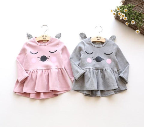 Spring and autumn new kids dress Korean girls dress skirt manufacturers selling cat