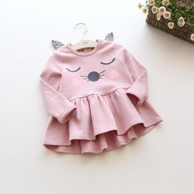 Spring and autumn new kids dress Korean girls dress skirt manufacturers selling cat