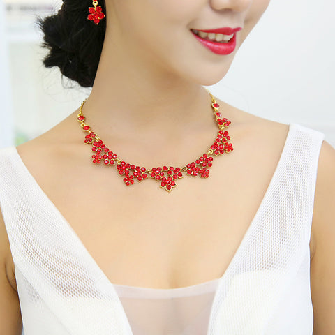 Direct supply of Korean crystal necklace, two sets of bridal jewelry set, fast selling pass for special purpose