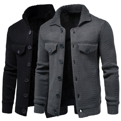 Men's Casual Knitwear Lapel Tooling Cardigan Sweater