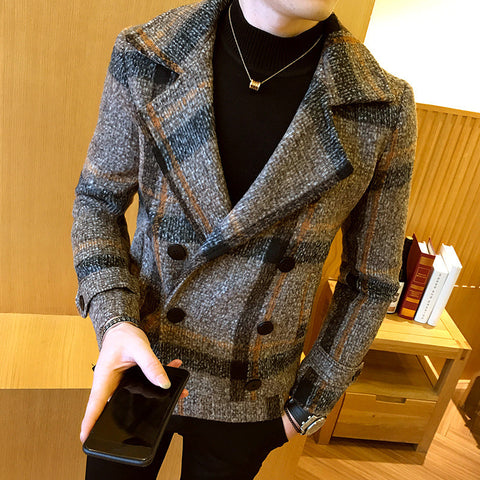 Men's Windbreaker Thickened Short Woolen Coat For Autumn And Winter