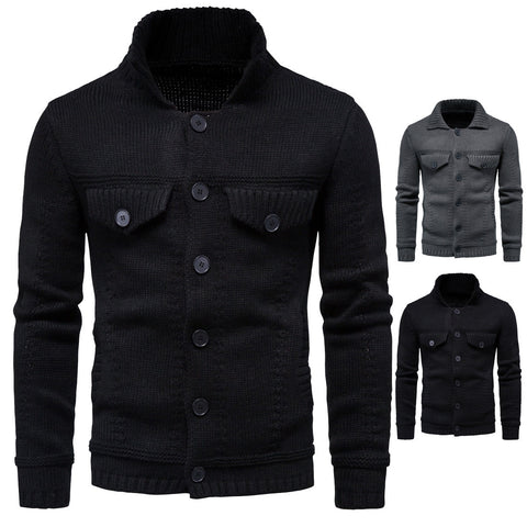 Men's Casual Knitwear Lapel Tooling Cardigan Sweater