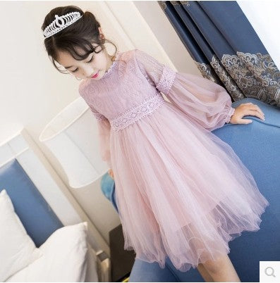 Girl dress, long sleeve princess dress, 2021 children dress, autumn dress Princess House, lace big child yarn skirt wholesale for children