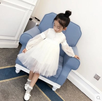 Girl dress, long sleeve princess dress, 2021 children dress, autumn dress Princess House, lace big child yarn skirt wholesale for children