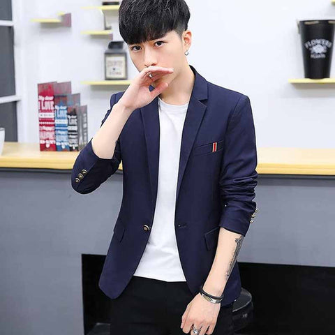 Fashion Slim Plaid Suit Men's Jacket