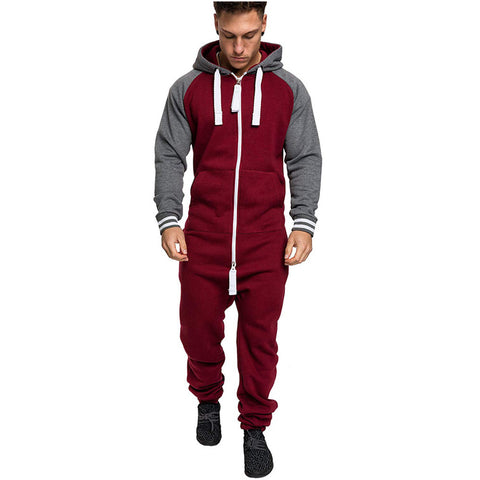 New men's hooded and velvet one-piece