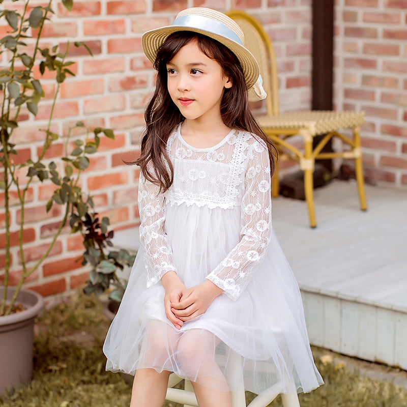 Big kids princess dress in mesh lace