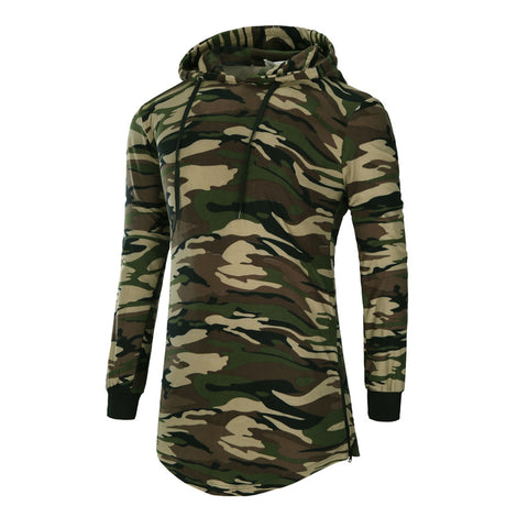 High Quality Mid-Length Hooded Pullover Camouflage T-Shirt Sports