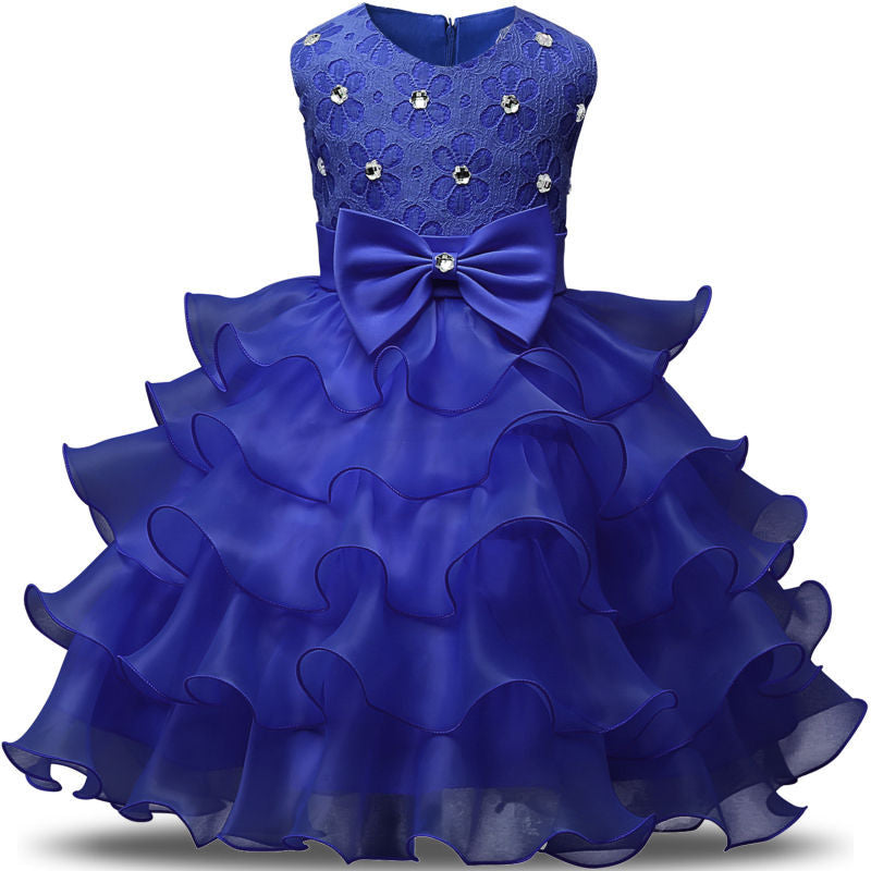 Girls' sleeveless pompous princess dress children's wedding dress performance dress