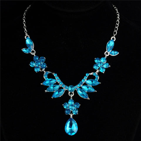 Foreign trade explosion bride alloy diamond necklace earrings set wedding jewelry and jewelry accessories