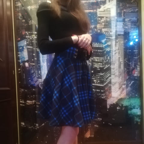 Irregular plaid skirt