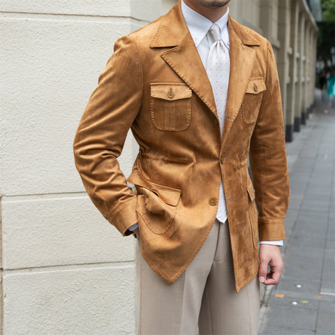 Suede Safari Jacket With Slim Fit