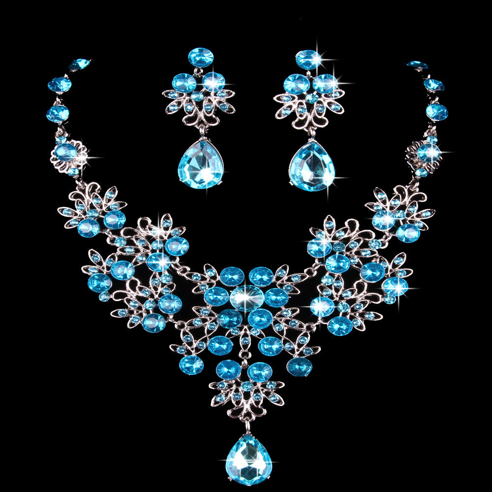 Butterfly Big Water Drop Necklace Earring Set Wedding