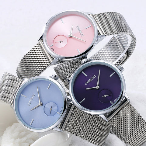 Spot watch mesh woven steel belt women's watch ultra-thin fashion watch waterproof quartz watch wholesale women's watch 061A