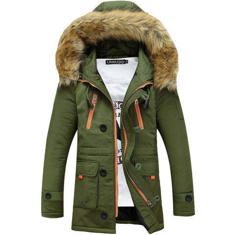 Autumn and winter thick padded jacket men's slim hooded padded jacket