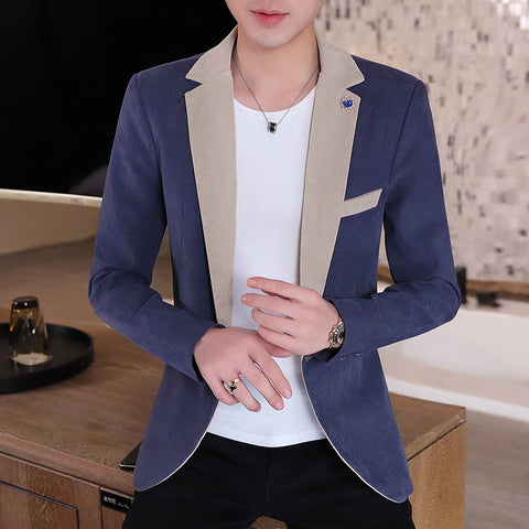 Contrast Color Fashion Slim Men's Small Suit Men