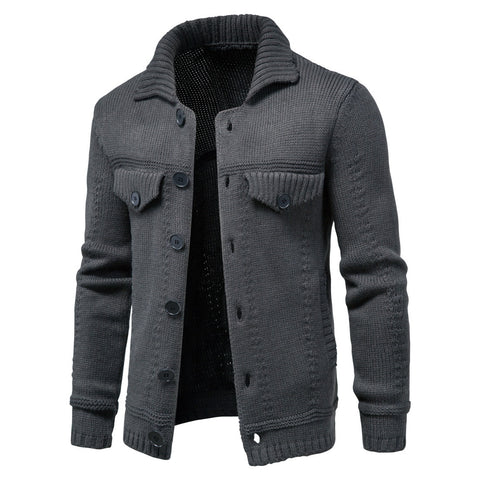 Men's Casual Knitwear Lapel Tooling Cardigan Sweater