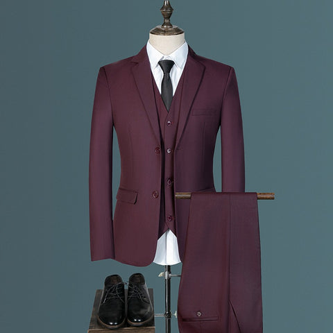 Men's Three Piece Korean Style Slim Casual Suit