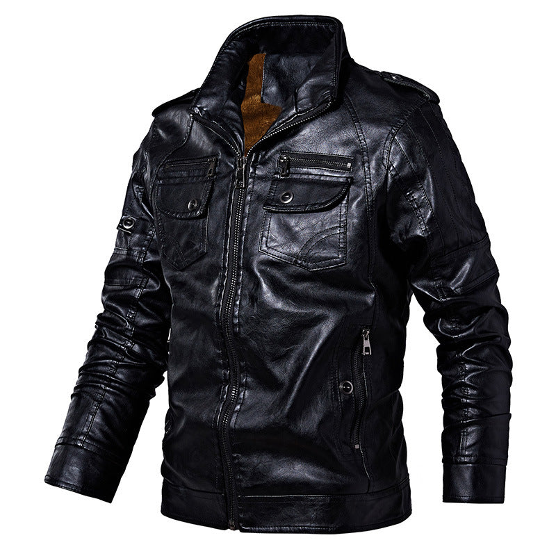 Men's winter casual fleece motorcycle jacket