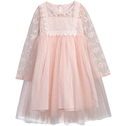 Big kids princess dress in mesh lace