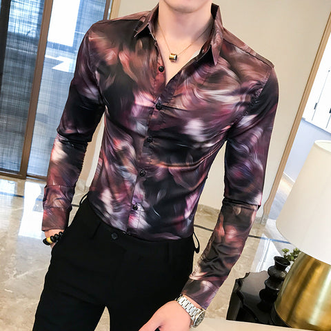 Shirt Style Male Hair Stylist Camouflage Casual Cardigan Trend