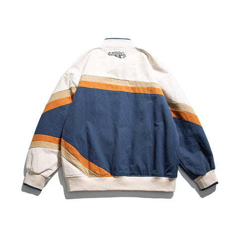 Fashion Alphabet Embroidered Colorblock Baseball Jacket