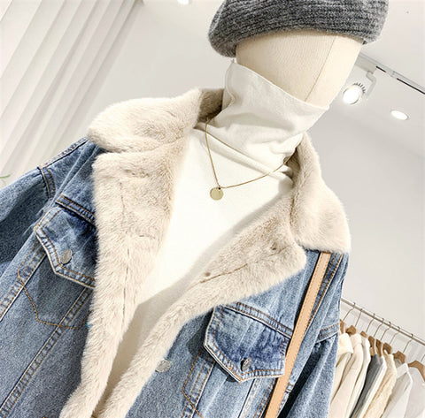 BF-style Single-breasted Two-sided Denim Jacket