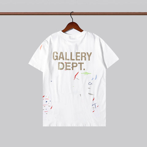 Summer Retro Los Angeles GALLERY DEPT Splash-ink Letter T-shirt Hand-painted Short Sleeve Men And Women