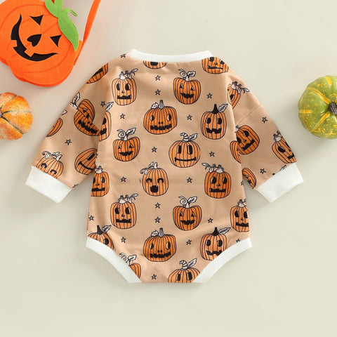 Baby Halloween Pumpkin Print Romper