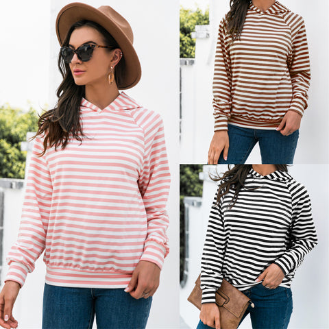 Autumn Hooded Striped Casual Long Sleeve Fashion Sweater