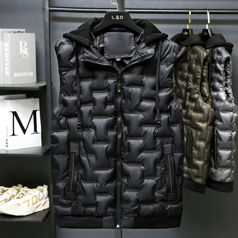 Hooded sleeveless warm vest all-match jacket kan